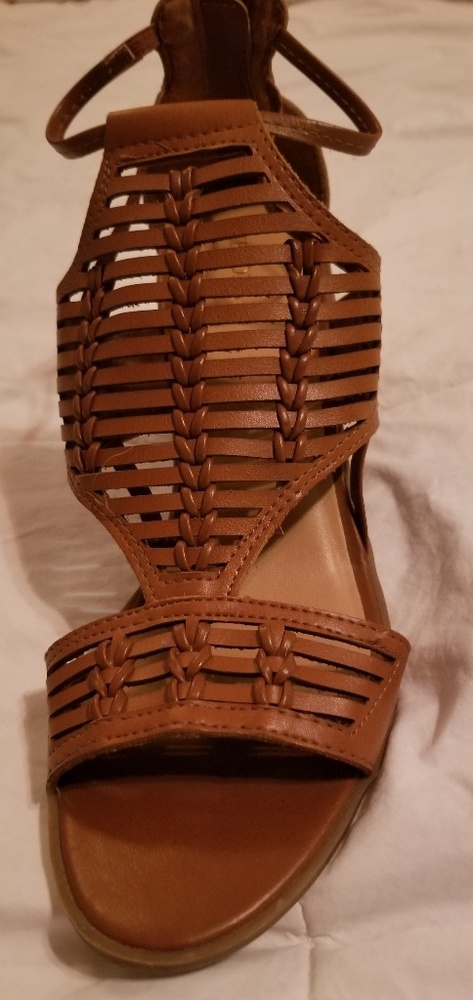 Merona Cognac Strappy Chunk Heel Sandals